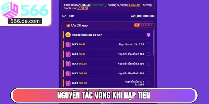 Nguyên tắc vàng khi nạp tiền